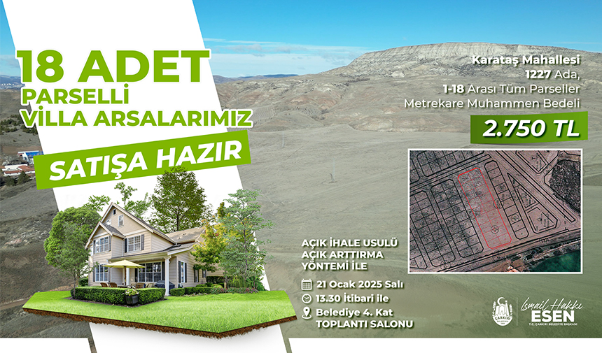 Çankırı Belediyesi villa arsası satışı için ihaleye çıkıyor