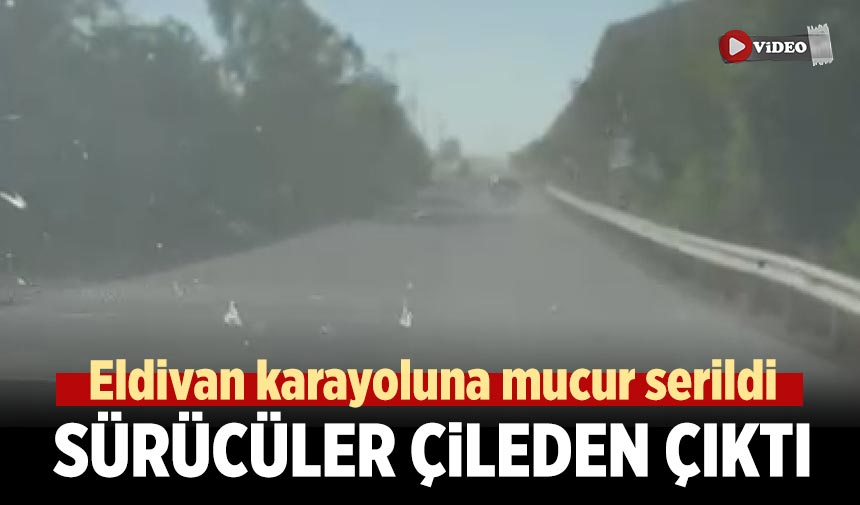 Eldivan karayoluna serilen mucur sürücüleri çileden çıkardı