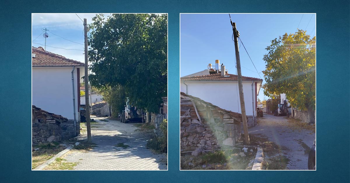 Çankırı’da araç geçişini zorlaştıran telefon direği geri çekildi