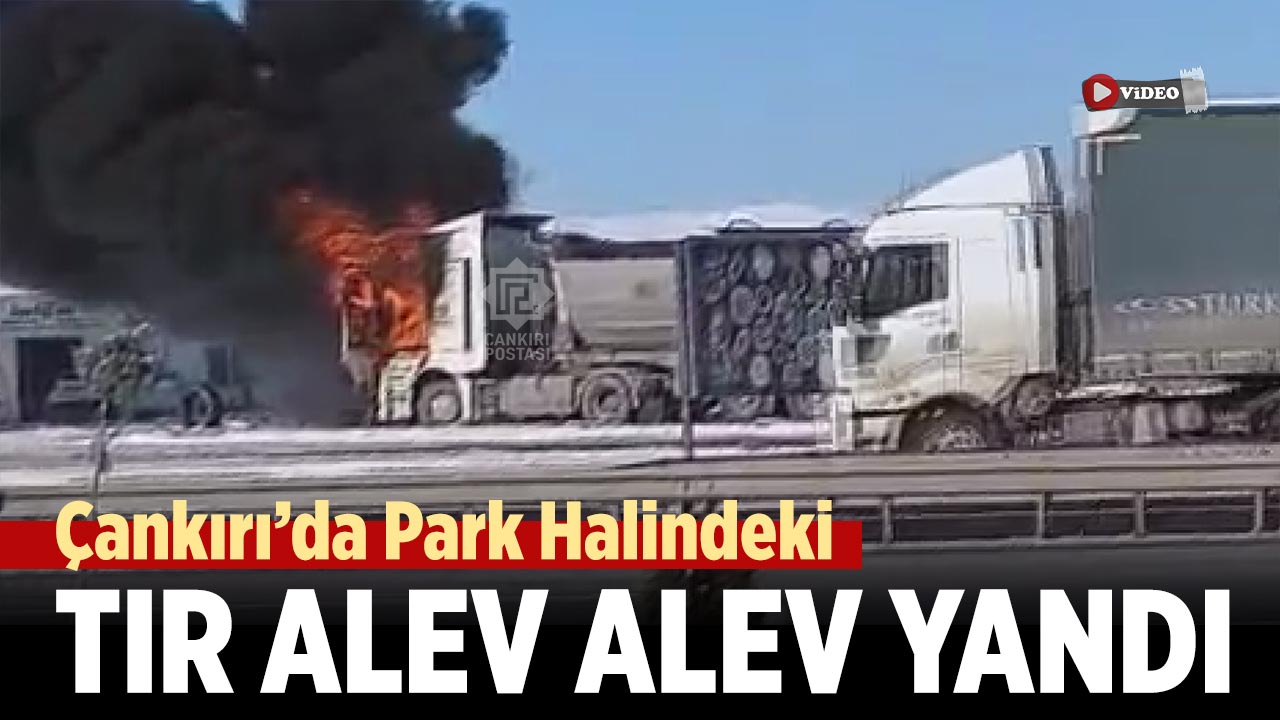 Çankırı’da park halindeki TIR alev alev yandı