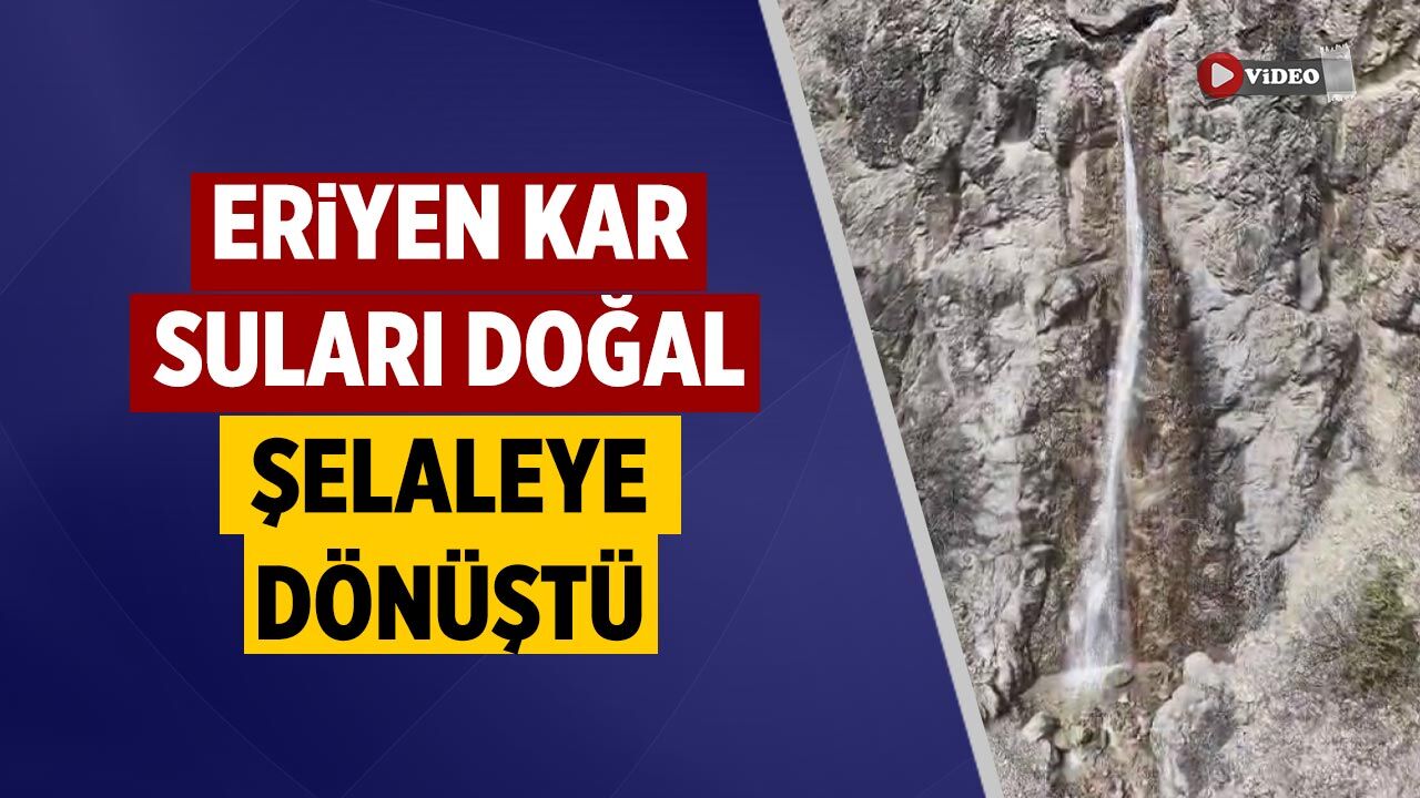 Kurşunlu’da eriyen kar suları doğal şelaleye dönüştü