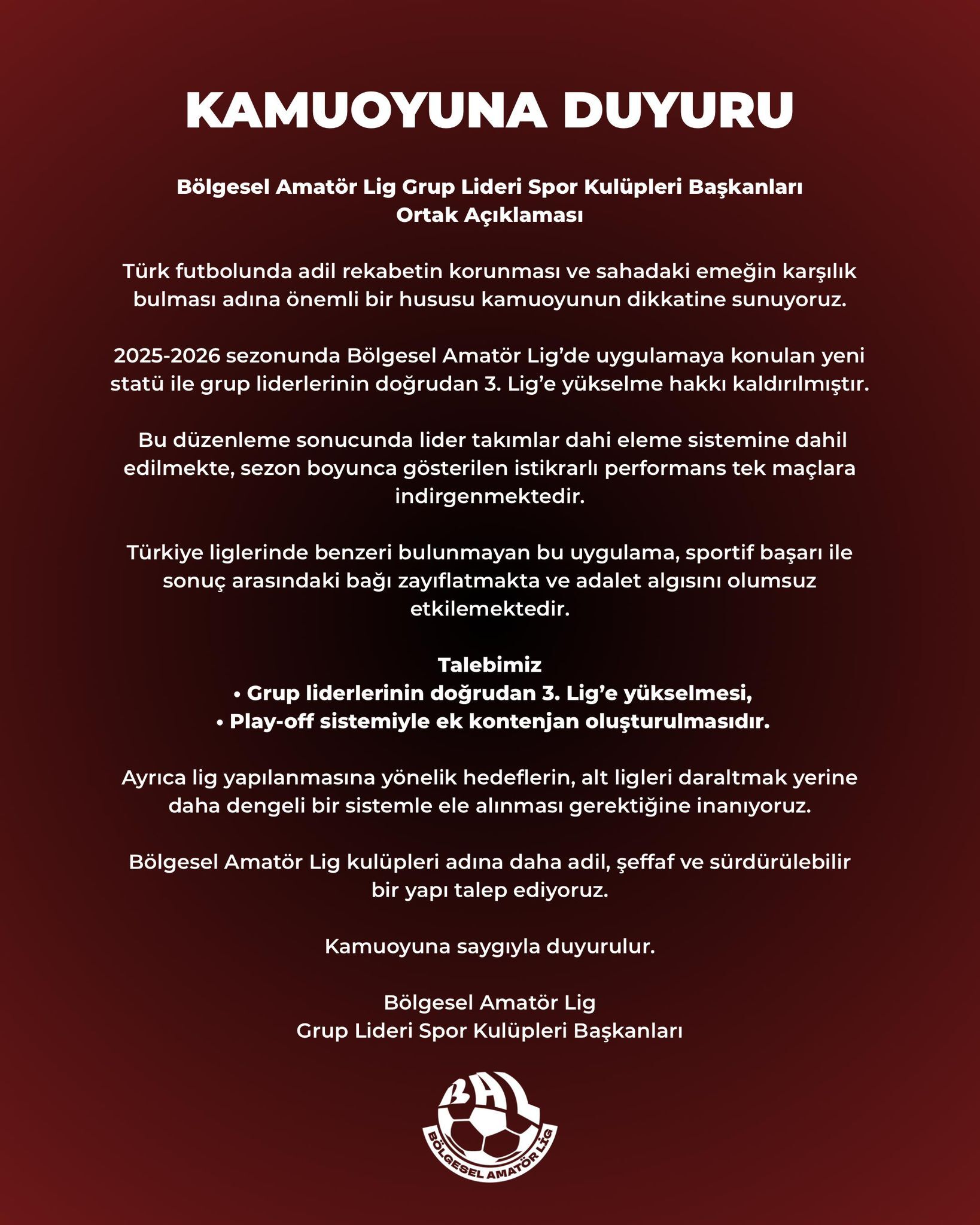 Bal Liderler Kamuoyu Aciklamasi