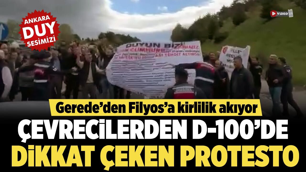 Çevrecilerden D-100’de dikkat çeken protesto! Gerede’den Filyos’a kirlilik akıyor