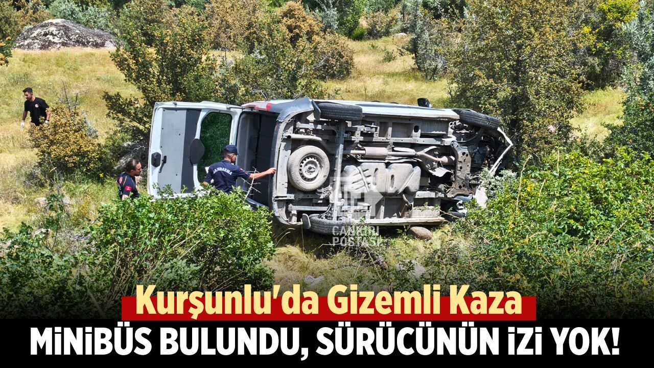 Kurşunlu'da şarampolde bulunan minibüsün sürücüsünden iz yok!