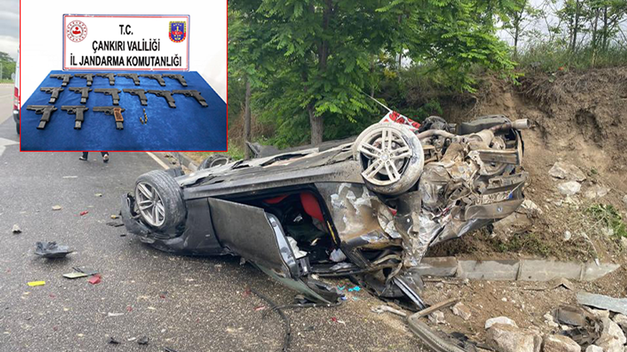 Çankırı’da kaza yapan araçtan mini cephanelik çıktı!