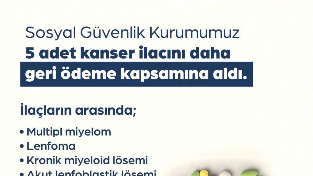 5 kanser ilacı daha geri ödeme listesine alındı