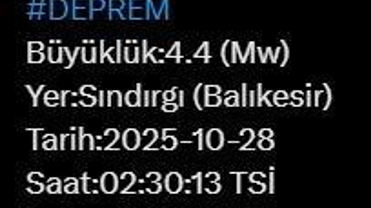 Balıkesir’de 4.4 büyüklüğünde deprem