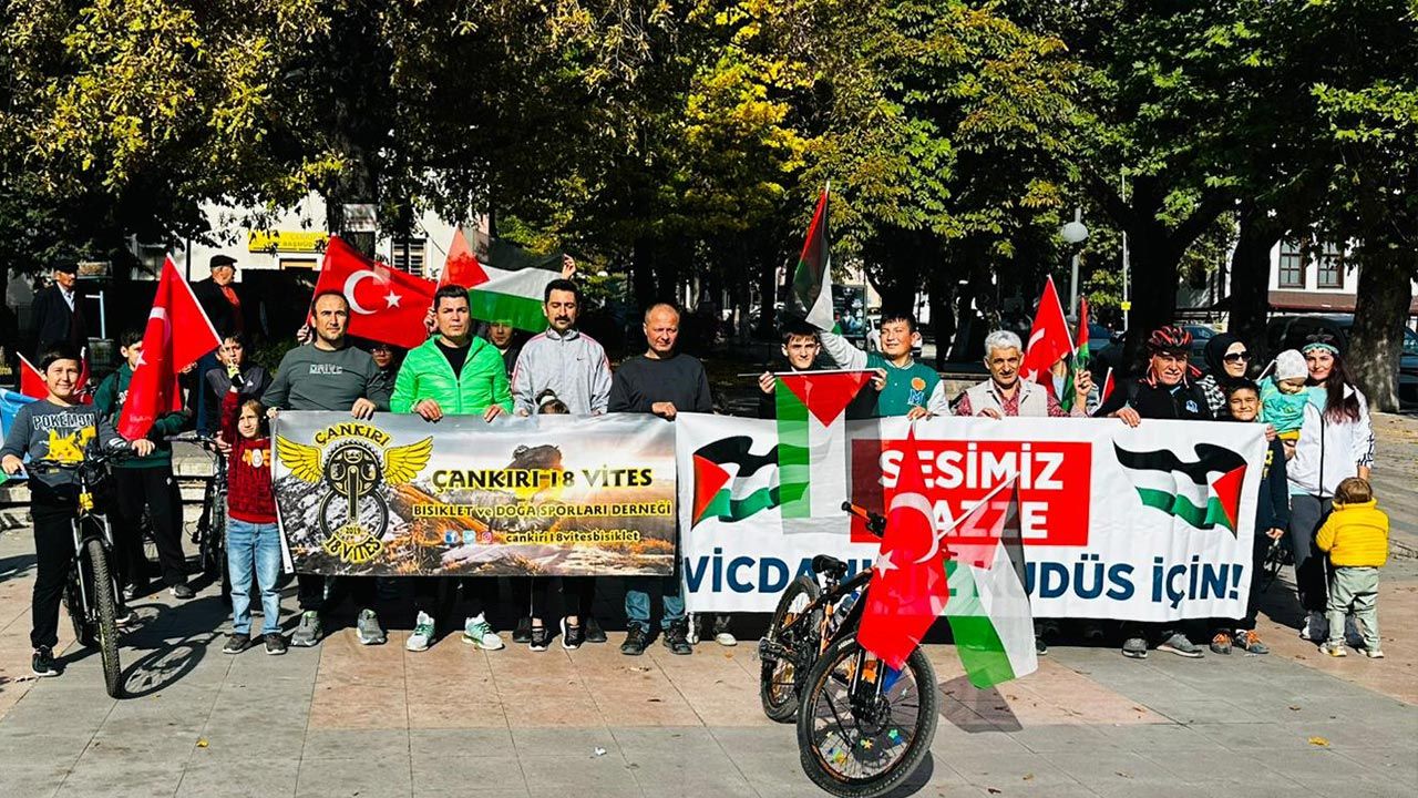 Çankırı’da Gazze İçin Pedalladılar, Vicdana Ses Oldular