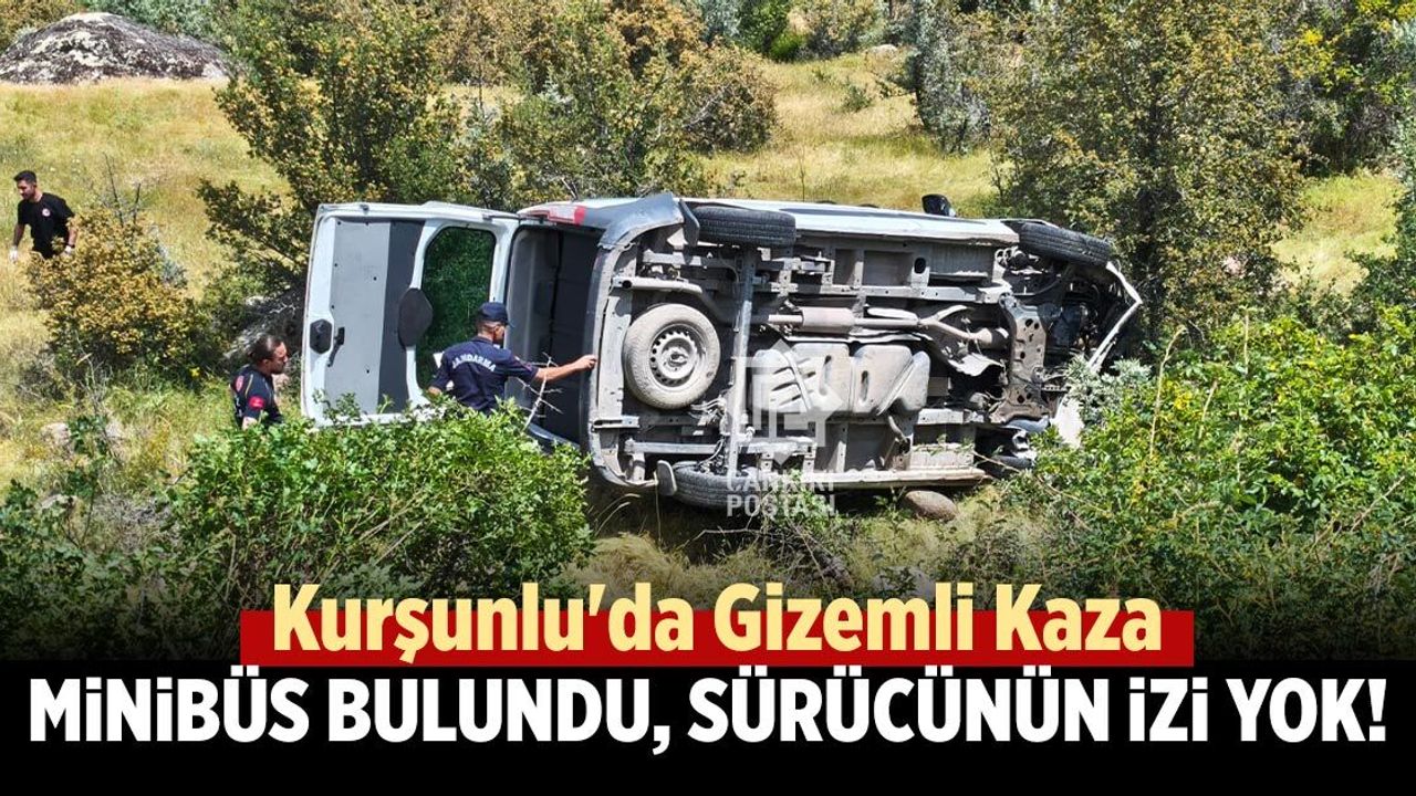 Kurşunlu'da şarampolde bulunan minibüsün sürücüsünden iz yok!