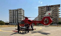 Trafik kazasında yaralanan kadın, ambulans helikopterle hastaneye sevk edildi