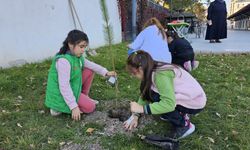 Çankırı’da çocuklar gelecekten beklentilerini diktikleri fidanlara astılar