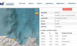 Ordu’da 3.4 büyüklüğünde deprem