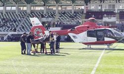 Amasya’da maç öncesi stadyuma ambulans helikopter indi