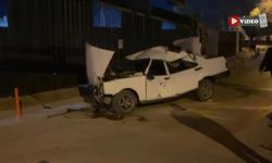 Çankırı'da kontrolden çıkan otomobil inşaat alanına uçtu