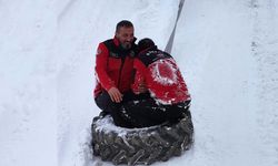 Ilgaz Dağı’nda karın tadını lastikle kayarak çıkardılar