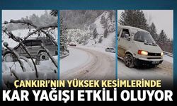 Çankırı'nın yüksek kesimlerinde kar yağışı etkili oluyor