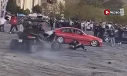 Çankırı'da drift atan sürücü görevliye çarptı: O anlar kamerada