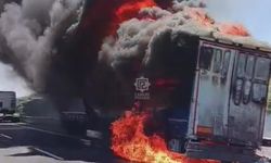 Çerkeş’te TIR dorsesi alev alev yandı