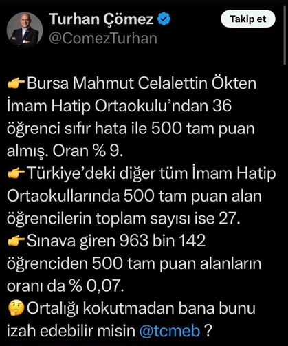 İYİ Partili Turan Çömez’in iddiasına Milli Eğitim’den yalanlama