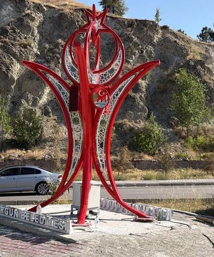 Korgun’un girişine modern dokunuş: Led gövdeli kavşak görseli tamamlandı