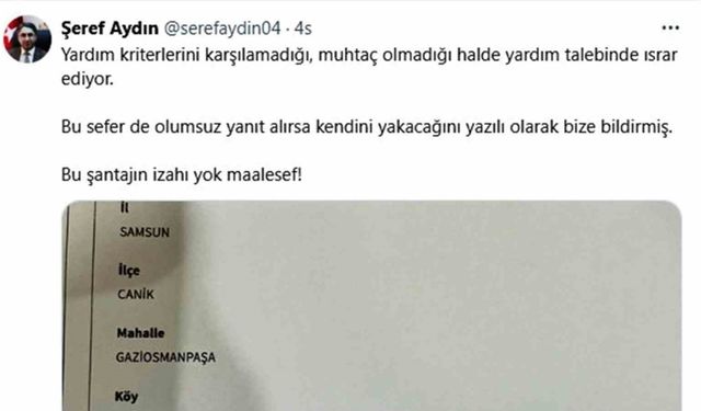 Kaymakam Aydın: "Bu şantajın izahı yok"