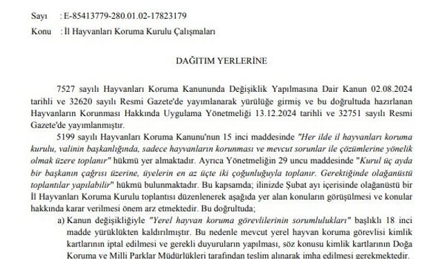 Tarım ve Orman Bakanlığı 81 il valiliğine sokak hayvanları için yazı gönderdi