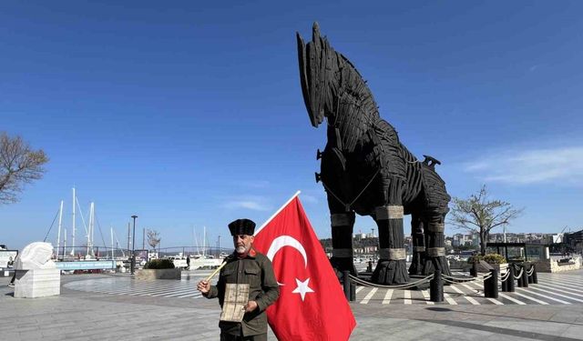 Şehitler için 555 bin adım atarak Çanakkale’ye geldi