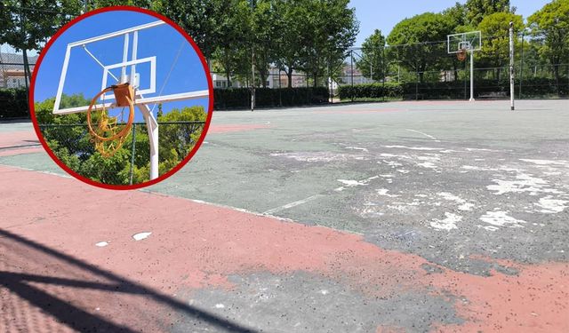 RTE Parkı'ndaki basketbol sahası bakımsızlıktan dökülüyor