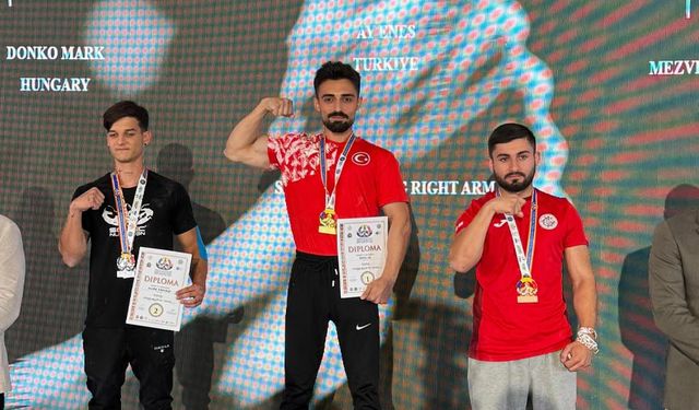 Çankırılı Enes Talha Ay, Avrupa Bilek Güreşi Şampiyonu oldu