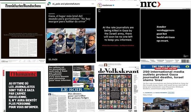 Dünya genelinde 250’den fazla medya kuruluşundan İsrail’e tepki: Gazetelerin ilk sayfaları karartıldı