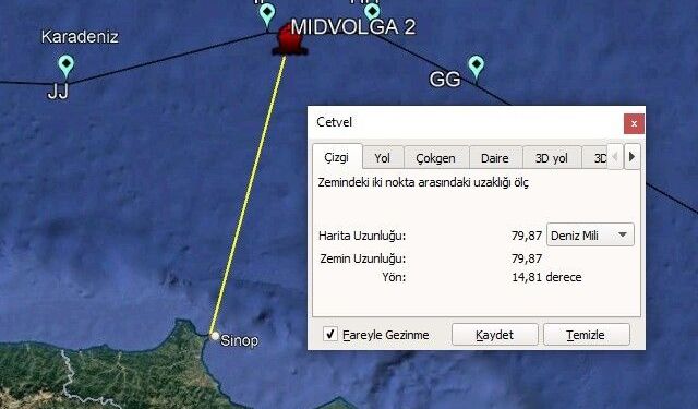 Rusya'dan Gürcistan'a sefer gerçekleştiren MIDVOLGA-2 tankeri saldırı sonrası Sinop'a ilerliyor