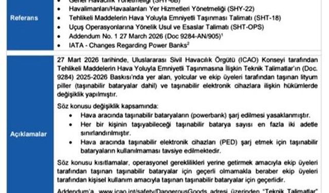 Uçuşlarda 'powerbank' kullanımına yeni düzenleme