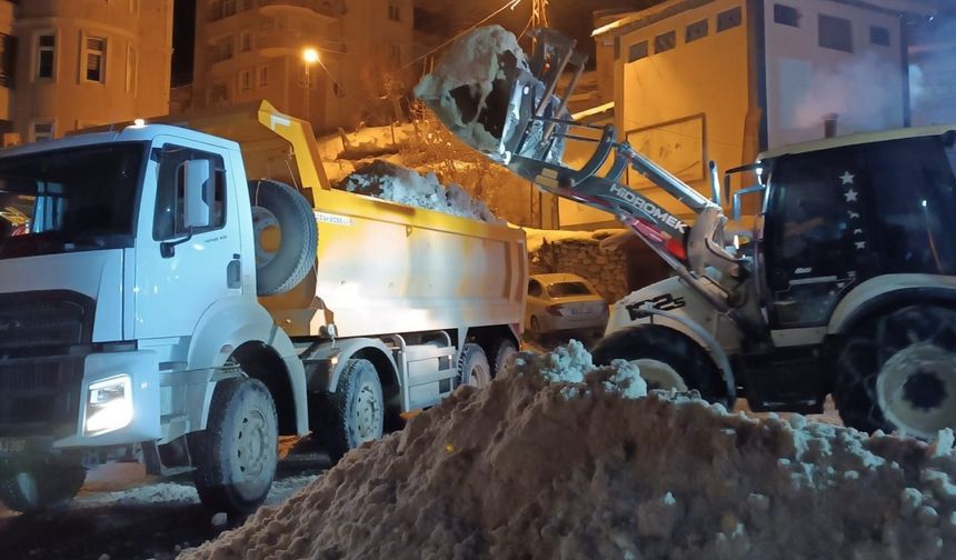 Hakkari’de kar yığınları şehir dışına çıkartılıyor