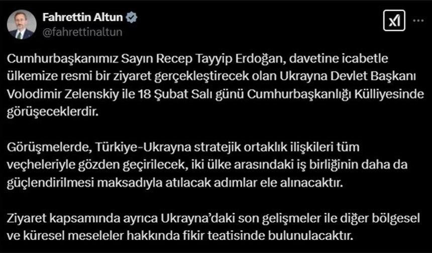 Ukrayna Devlet Başkanı Zelenskiy Türkiye’ye geliyor