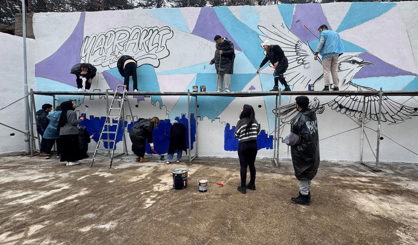 Yapraklı İlçe Halk Kütüphanesi Duvarı Sanatla Buluştu