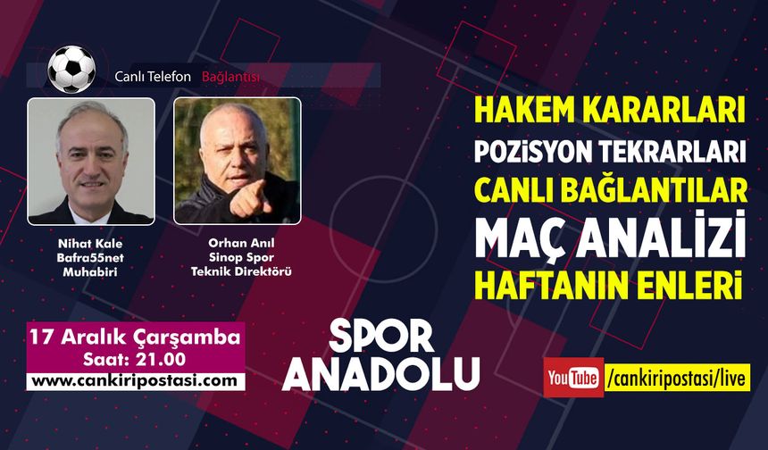 Çankırı FK Analizi, Canlı Bağlantılar ve Haftanın Enleri Spor Anadolu’da...