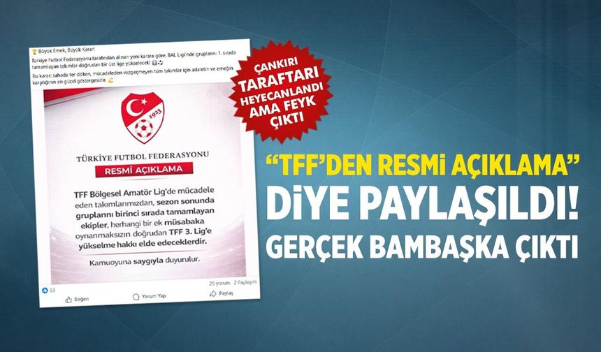 “TFF’den Resmi Açıklama” diye paylaşıldı! Gerçek bambaşka çıktı