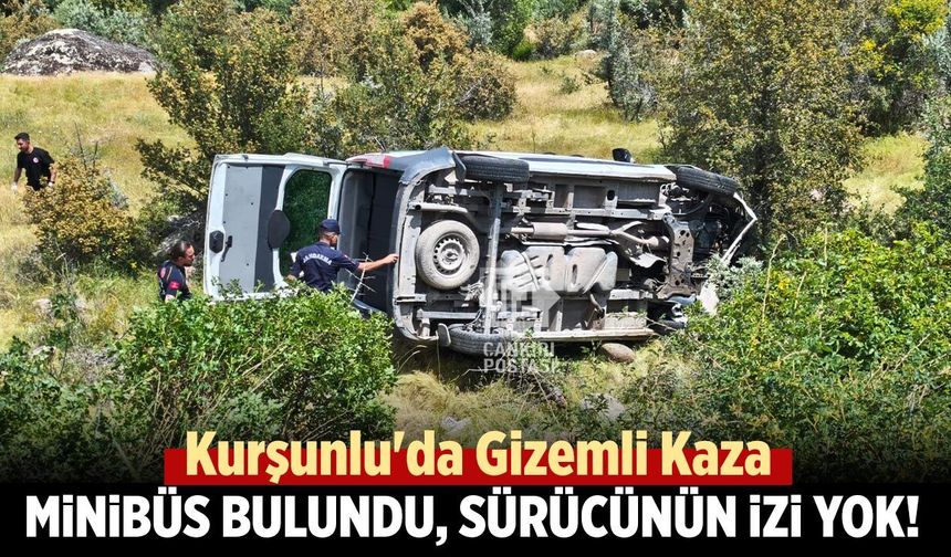 Kurşunlu'da şarampolde bulunan minibüsün sürücüsünden iz yok!